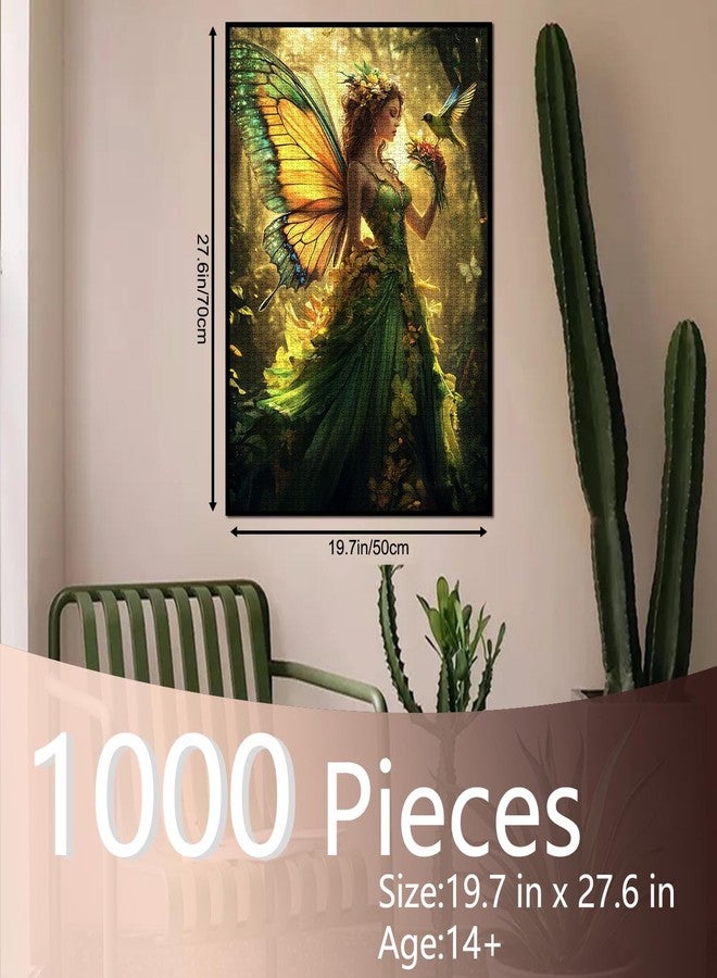 أحجية تركيب الصور "ملائكة في الغابة" للكبار، 1000 قطعة، أحجية سحرية متلألئة على شكل جنية، مناسبة للأنشطة العائلية الممتعة، ديكور حائط منزلي، فن وحرف يدوية، هدايا فريدة، 20 × 27 بوصة - Image 2